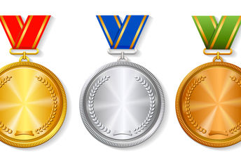 奥运会的一组黄金，银色和青铜奖。