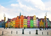 波兰弗罗茨瓦夫的五颜六色市中心。