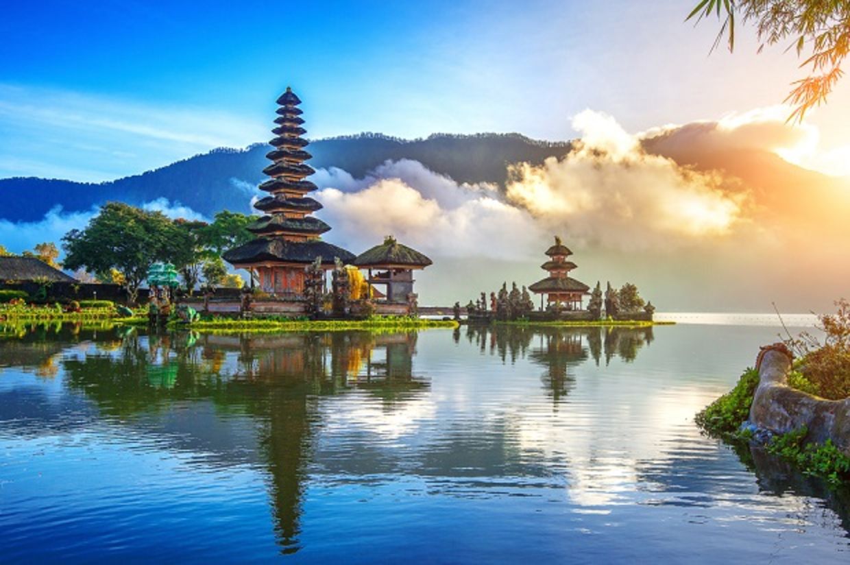 印度尼西亚巴厘岛的pura ulun danu bratan寺庙。