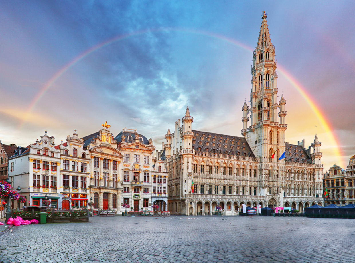 布鲁塞尔，比利时大广场上的彩虹