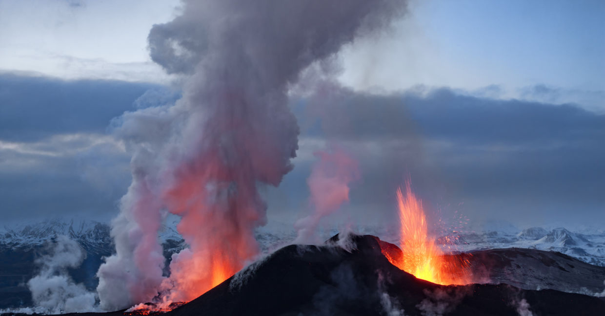 冰岛的Eyjafjallajokull火山喷发