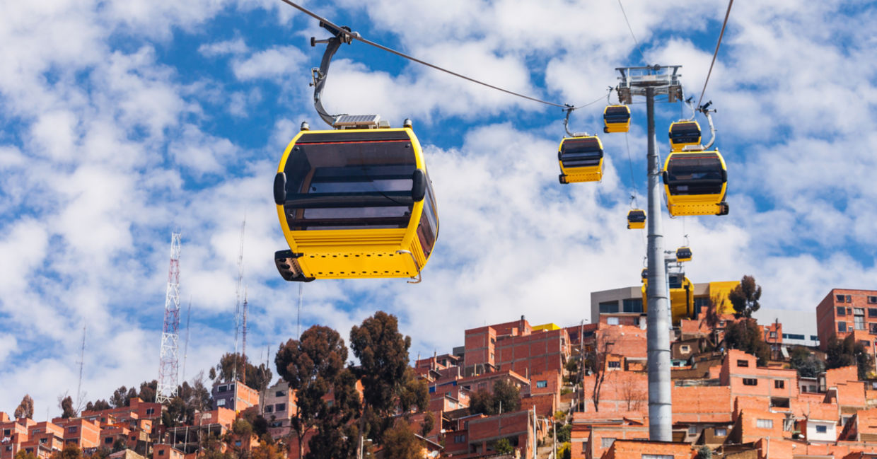缆车在拉巴斯，玻利维亚。
