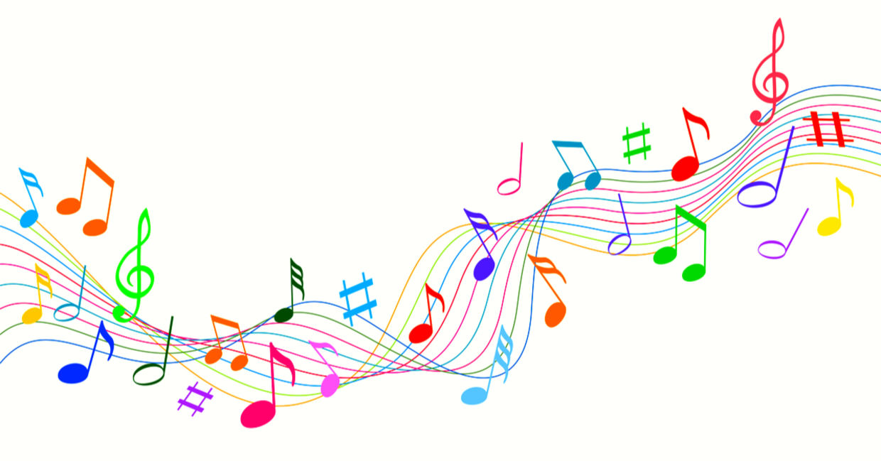 表达音乐乐趣的五颜六色的音符。