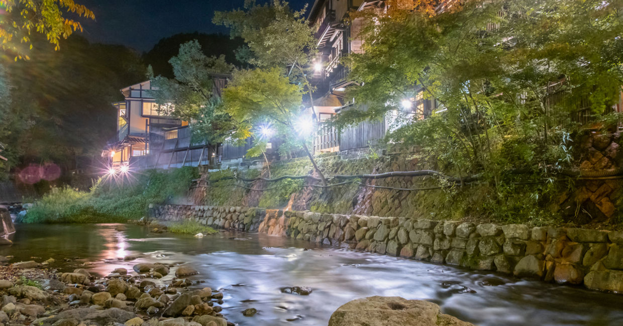 日本黑川的温泉。